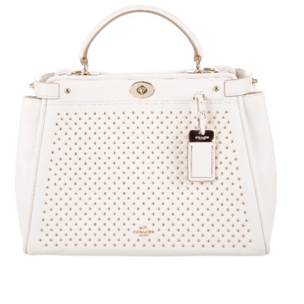 Like New RARE Coach Studded Gramercy Satchel/Crossbody in Gold/Chalk